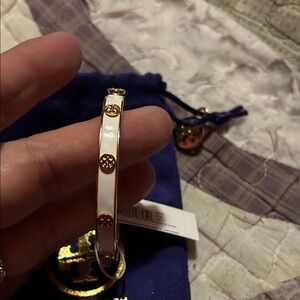 Tory Burch Gold and White Bracelet